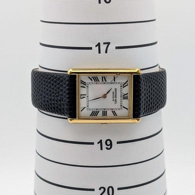 RAYMOND WEIL TANK ROMAN DIAL 18GP GOLD QUARTZ WATCH WORKING VINTAGE UNISEX RARE