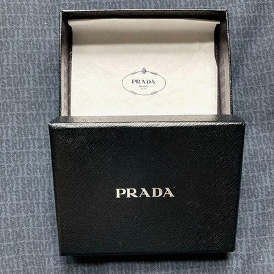 PRADA SKULL MOTIF KEYRING KEY CHAIN BAG CHARM METAL LEATHER W/ BOX