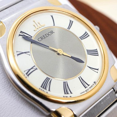 SEIKO CREDOR 9570-6020 QUARTZ WATCH 22K SGP TWO TONE ROMAN DIAL MEN JAPAN