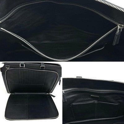 PRADA SAFFIANO LEATHER BUSINESS BAG BLACK TRIANGLE LOGO BRIEFCASE A4