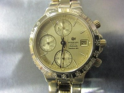 RAYMOND WEIL AMADEUS 200 AUTO CHRONOGRAPH 7750 GOLD WATCH REF7705 JP