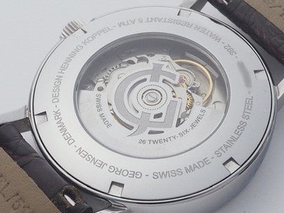 GEORG JENSEN 392 KOPPEL STAINLESS STEEL 41MM SILVER WRISTWATCH USED AUTHENTIC