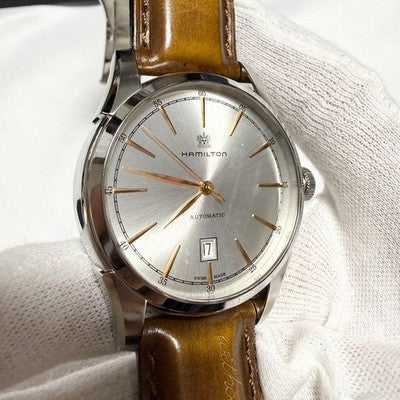 HAMILTON AMERICAN CLASSIC SPIRIT OF LIBERTY AUTOMATIC GOLD TONE LEATHER WATCH