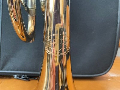 JUPITER JTR-812R BB TRUMPET GOLD BRASS BELL, ML BORE, USED W/ ORIGINAL CASE