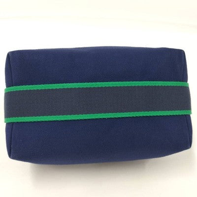 HERMES BRIDE A BLACK PM POUCH CANVAS MARINE NAVY USED FROM JAPAN
