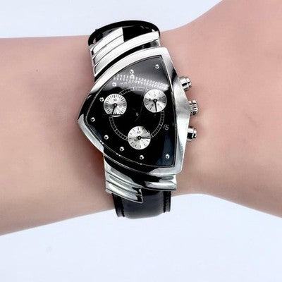 HAMILTON VENTURA CHRONOGRAPH 6345 QUARTZ BLACK DIAL STEEL MEN'S LADIES WATCH