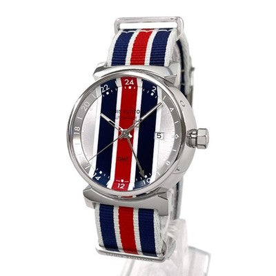 LOUIS VUITTON TAMBOUR GMT TRICOLOR Q1F30 STAINLESS STEEL SILVER X NAVY X RED