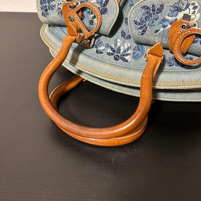 CHRISTIAN DIOR BY GALLIANO DENIM HAND BAG BLUE CD LOGO AUTHENTIC JAPAN