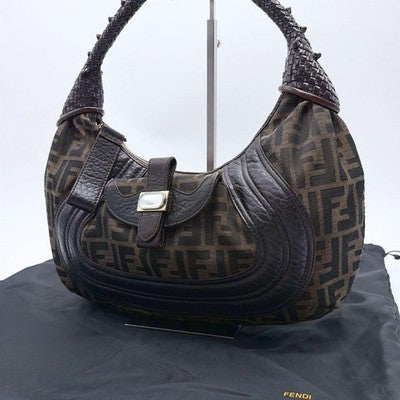 FENDI SPY BAG ZUCCA PATTERN HOBO SHOULDER BAG VINTAGE Y2K LEATHER