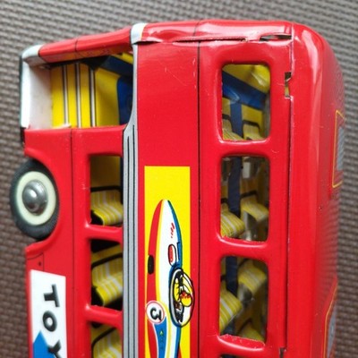 DOUBLE DECKER BUS MF844 LONDON BUS FRICTION TIN BOXED USED FROM JAPAN RED W/BOX