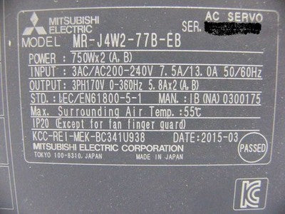 MITSUBISHI MR-J4W2-77B-EB SERVO AMPLIFIER 750WX2 UNUSED NEW FROM JAPAN BLACK