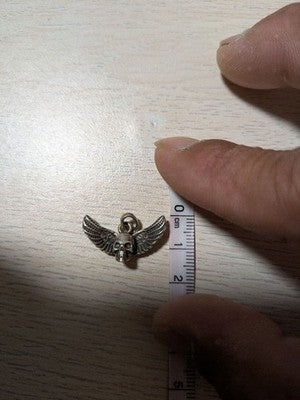 CHROME HEARTS FOTI MAHALIA SKULL WING NECKLACE PENDANT SILVER