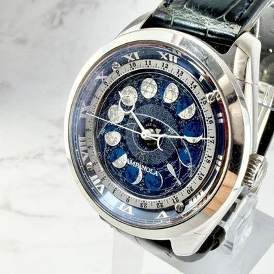 CITIZEN CAMPANOLA COSMOSIGN AA7800-02L MOON PHASE BLUE DIAL WATCH BOX PAPERS