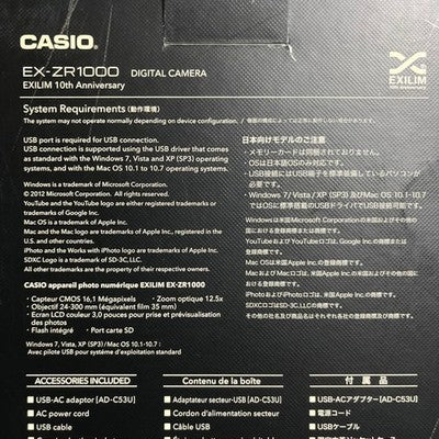 CASIO EXILIM EX ZR1000BSA 10TH ANNIVERSARY LIMITED DIGITAL CAMERA BLACK