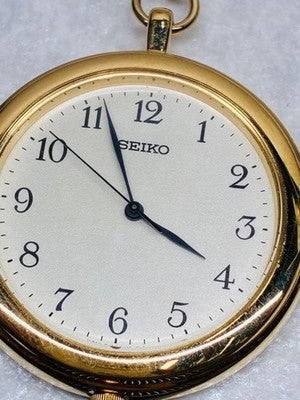 SEIKO POCKET WATCH 7N01-9A00 SILVER QUARTZ QZ FROM JAPAN AS IS