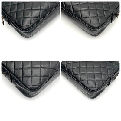 CHANEL MATELASSE LAMBSKIN CHAIN SHOULDER BAG BLACK COCO MARK QUILTED FLAP PURSE