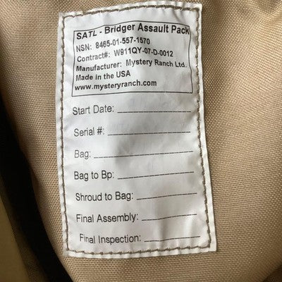 MYSTERY RANCH SATL ASSAULT PACK COYOTE US MILITARY SOCOM ISSUED OLD MODEL