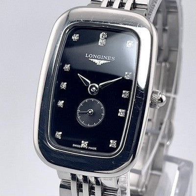 LONGINES EQUESTRIAN L6.141.4 13P DIAMOND BLACK DIAL SS QUARTZ SMALLSSECOND WATCH