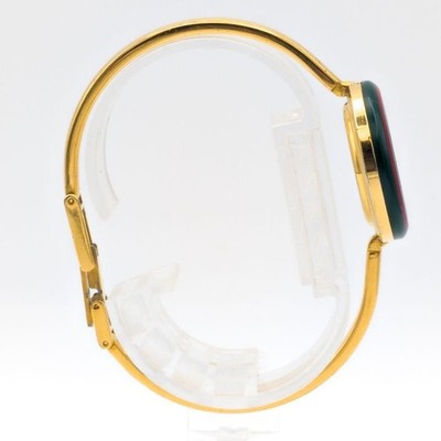 GUCCI 1100L BANGLE WATCH GOLD WHITE DIAL CHANGEABLE BEZEL QUARTZ LADIES RARE
