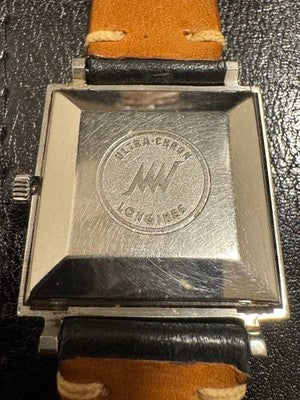 LONGINES ULTRA CHRON CAL 431 AUTOMATIC WATCH SQUARE DATE SILVER DIAL AS IS