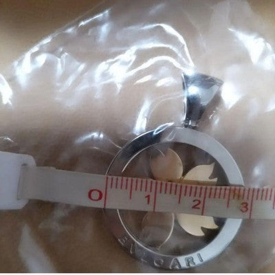 BVLGARI TONDO SAKURA NECKLACE K18YG 750 SS STEEL PENDANT TOP WITH LEATHER BOX