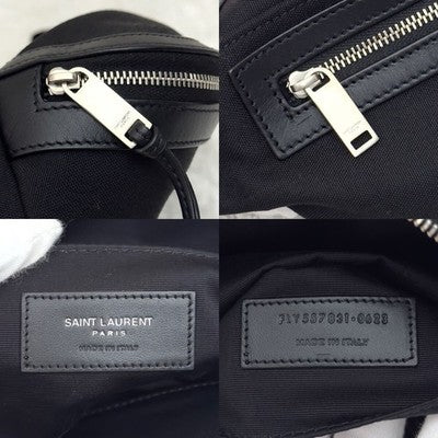SAINT LAURENT CITY BODY BAG CANVAS LEATHER BLACK RFID BUILT-IN NEAR MINT
