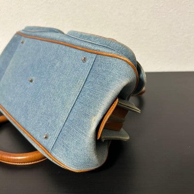 CHRISTIAN DIOR BY GALLIANO DENIM HAND BAG BLUE CD LOGO AUTHENTIC JAPAN
