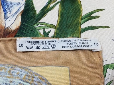 HERMES CARRE 90 LES AMERIQUES COLOMBUS SILK SCARF BROWN INDIAN