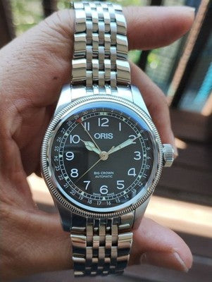 ORIS BIG CROWN POINTER DATE AUTOMATIC WATCH GRAY DIAL BOXED RARE LUXURY