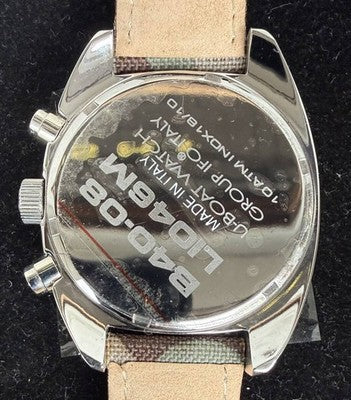 U-BOAT FLIGHTDECK B40-08 CHRONOGRAPH WATCH 41MM CREAM DIAL CAMO STRAP BOX