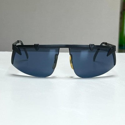 ISSEY MIYAKE MEN VINTAGE SUNGLASSES MATTE BLACK BLUE LENS RARE EARLY LOGO