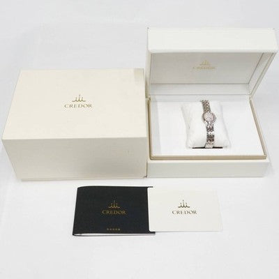 SEIKO GSWE847 CREDOR WOMEN'S QUARTZ WATCH WITH SHELL DIAL AND DIAMONDS, SS/18K