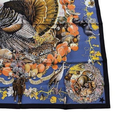 HERMES CARRE 90 SILK SCARF TEXAS WILDLIFE BOTANICAL RARE FRANCE AUTHENTIC SHAWL