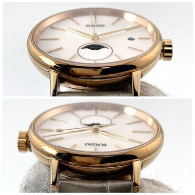RADO COUPOLE CLASSIC 15463020 QUARTZ MOONPHASE PEARL DIAL STAINLESS 34MM WATCH