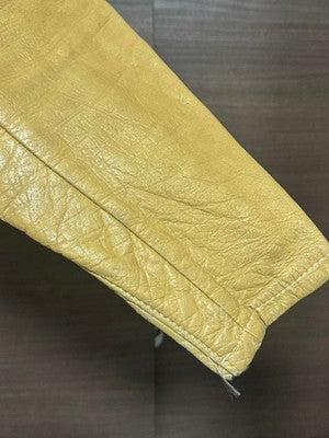 60s BATES Leather Single Rider's Racing Jacket Size L Mustard Vintage Used From