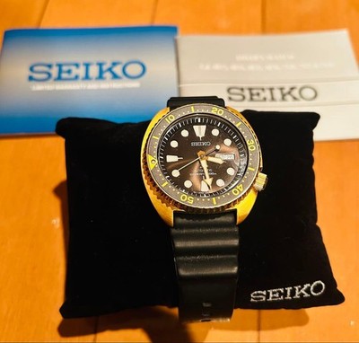 SEIKO PROSPEX SRPC44 AUTOMATIC DIVER 200M GOLD BLACK RARE BOX PAPERS 4R36 WATCH