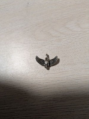 CHROME HEARTS FOTI MAHALIA SKULL WING NECKLACE PENDANT SILVER