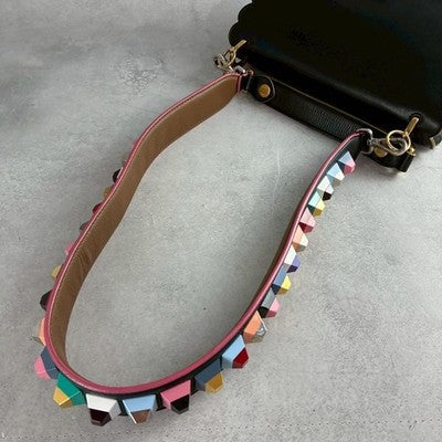 FENDI KANAI CHAIN SHOULDER BAG 2WAY LEATHER BLACK WOMEN USED AUTHENTIC
