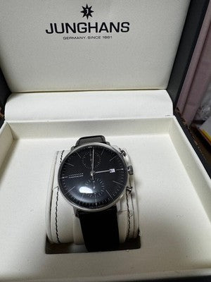 JUNGHANS 027 4601 00 CHRONOGRAPH BLACK MEN'S WRISTWATCH ROUND FACE GERMAN MADE