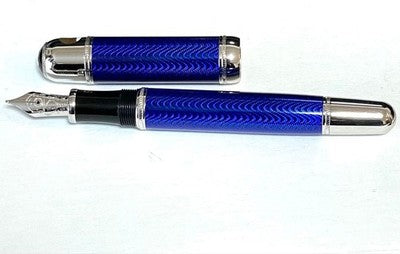 Montblanc 2003 Jules Verne Writers Series Fountain Pen M Nib Blue w/ Box Rare