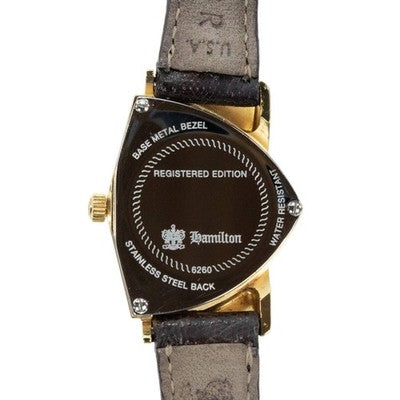 HAMILTON VENTURA 6260 QUARTZ BLACK DIAL GOLD STEEL LADIES VINTAGE WATCH USED