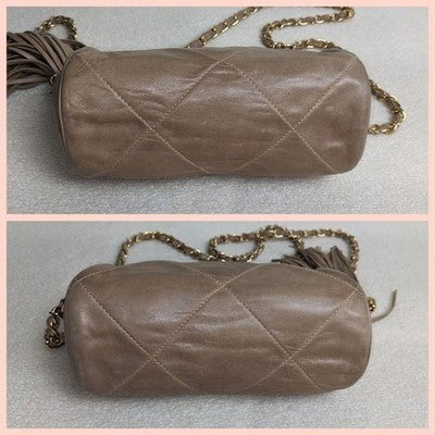 CHANEL COCO LOGO MATELASSE LAMBSKIN CHAIN SHOULDER BAG QUILTED LEATHER AUTHENTIC