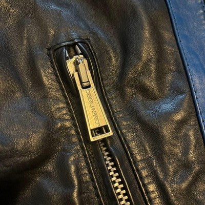 DSQUARED2 SIZE 46 STUDDED LEATHER RIDER JACKET MADE ROMANIA COWHIDE BLACK BIKER