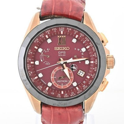 SEIKO SBXB080 ASTRON GPS SOLAR MEN'S WRISTWATCH ROUND FACE DIAL: RED JAPAN MADE