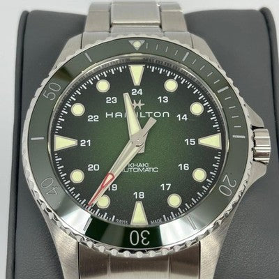HAMILTON KHAKI NAVY SCUBA AUTO H82525160 GREEN DIAL AUTOMATIC WATCH BOXED
