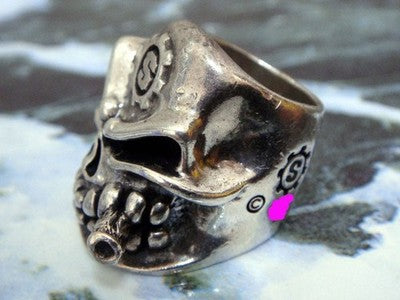 STARLINGEAR PUNCHER CIGAR SLICKSTER RING SIZE 17 SILVER 925 SKULL SMOKING DESIGN