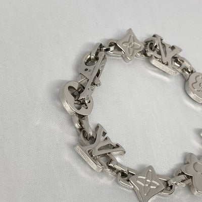 LOUIS VUITTON MONOGRAM CRAGGY BRACELET M1596M SILVER CHAIN UNISEX USED