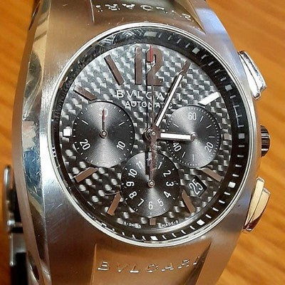 BVLGARI ERGON CHRONOGRAPH EG40S CH AUTOMATIC BLACK DIAL LEATHER MEN'S WATCH USED