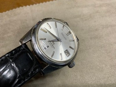 SEIKO GRAND SEIKO MEN'S WRISTWATCH DIASHOCK SKELETON BACK ROUND FACE JAPAN MADE