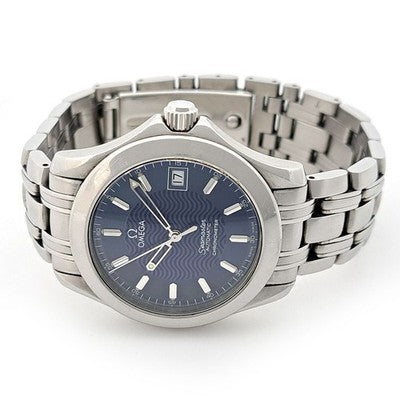 AUTH OMEGA 36MM SEAMASTER BLUE DIAL STAINLESS STEEL MEN'S WATCH 2501.81 TESTED